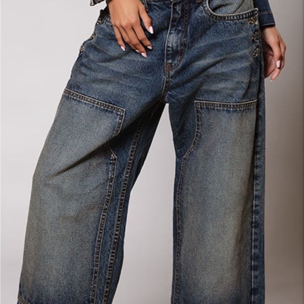 Revice Wide-Leg Blue Denim Jeans